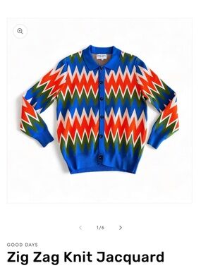 Zig Zag Knit Cardigan - Blue Multi